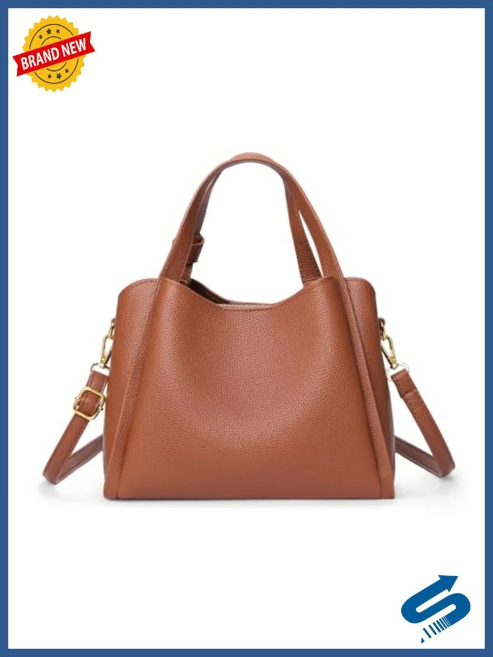 PU Leather Women's Top Handle Satchel Crossbody Bag with Adjustable Strap